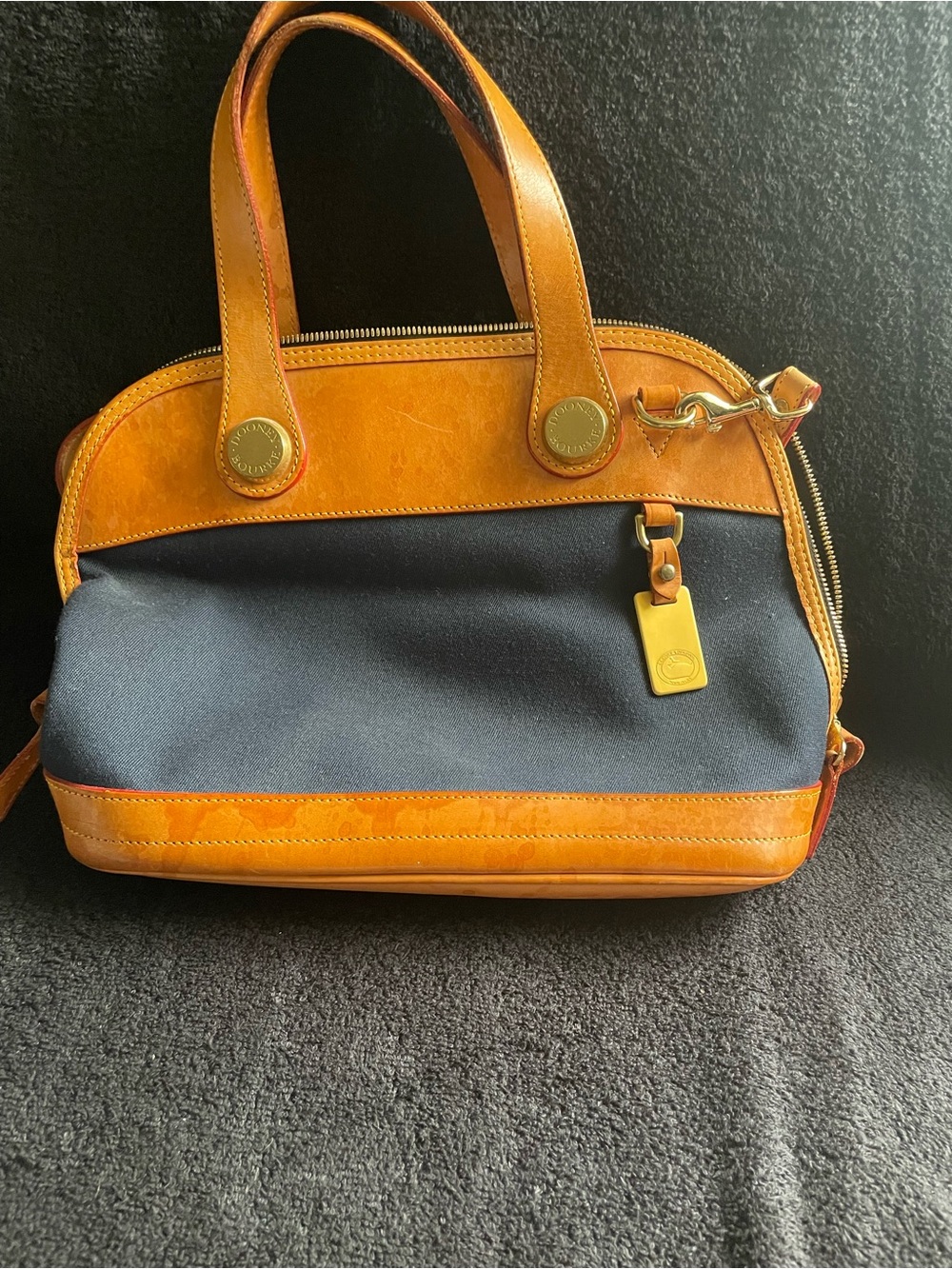 Vintage Used Dooney & Bourke Cabriolet satchel Navy And Brown